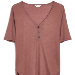 Madewell Drapey Henley Tee Mauve Sz Small